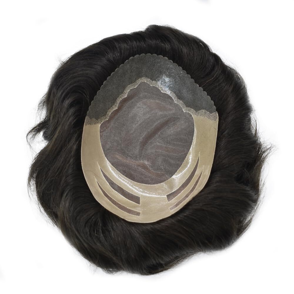 Thin Skin Mens Toupee Hair Replacement System Fine Mono Hairpiece Human Hair Wig