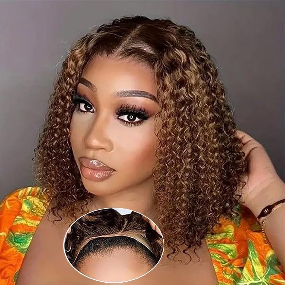 Glueless Wigs Human Hair Pre Plucked Pre Cut 4/27 Highlight Ombre Honey Blond…