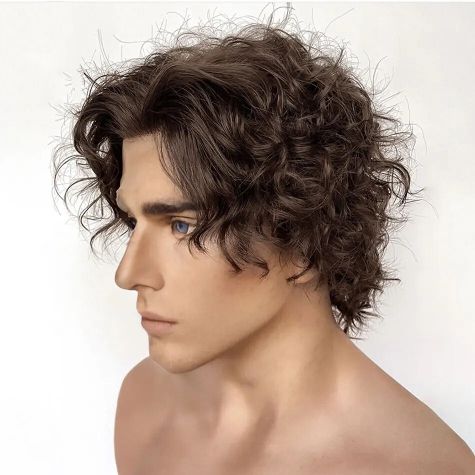 13X6 Lace Front Wigs For Men Human Hair Short Curly Cut Male Lace Wig Glueless