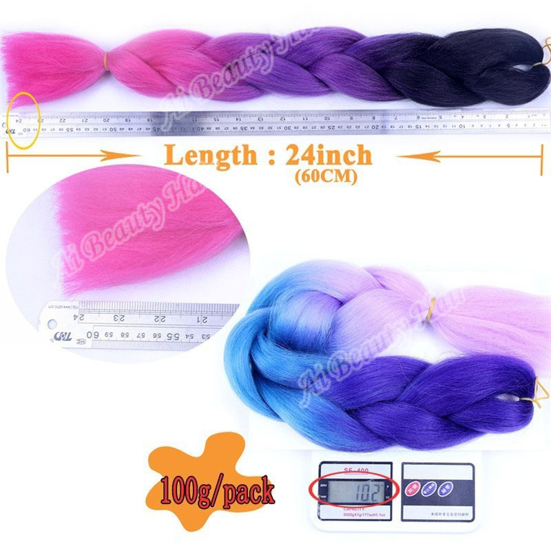 24″ 100g Straight Hair Braids Hair Synthetic Crochet Braiding Hair Extensions
