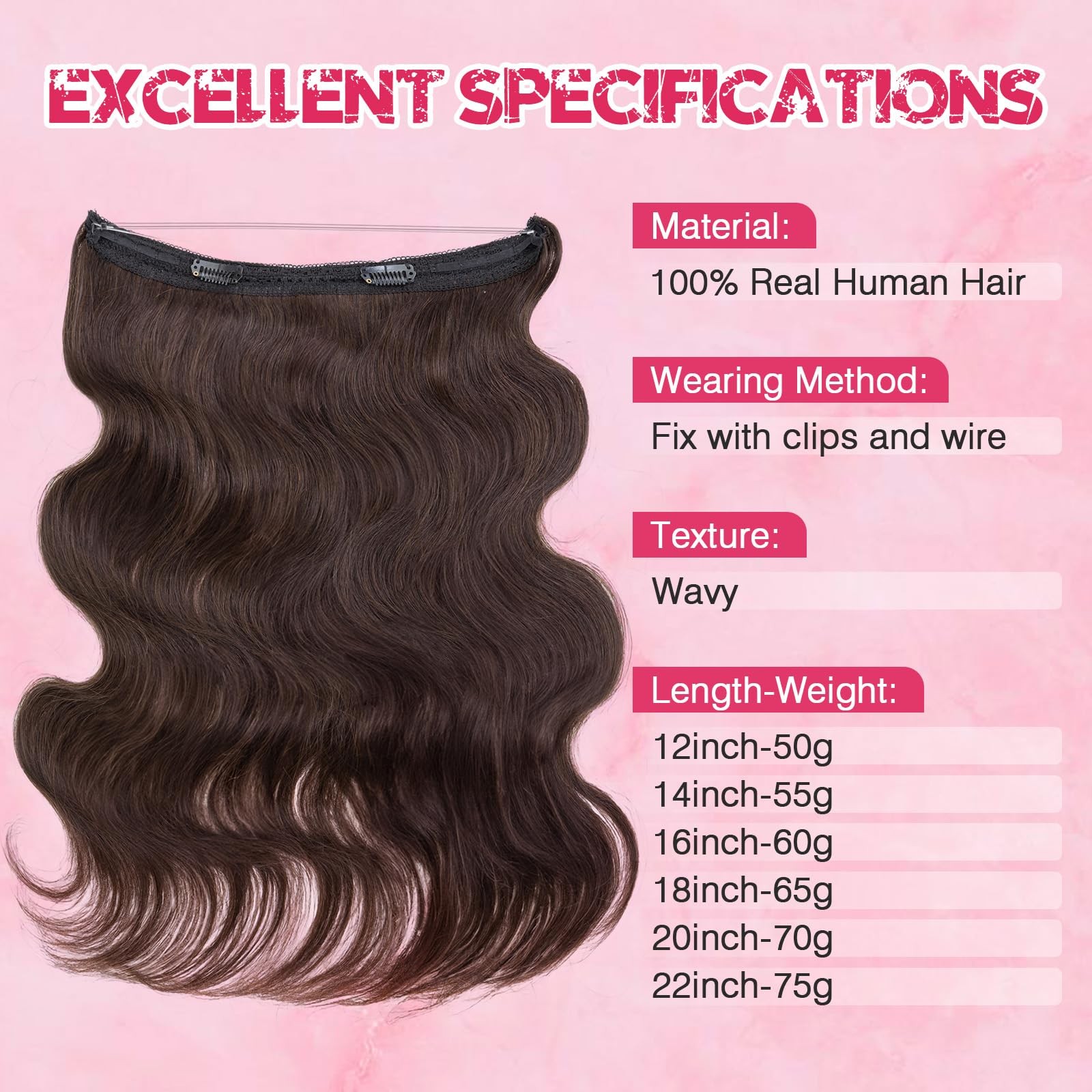 Halo Hair Extensions Real Human Hair My-Lady Adjustable Halo Extensions Real
