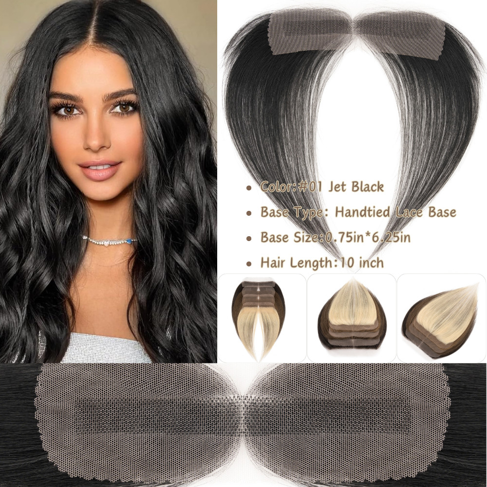 Hand-Tied Front Hairline Human Hair Patches Hairpiece Topper Full Lace For Women