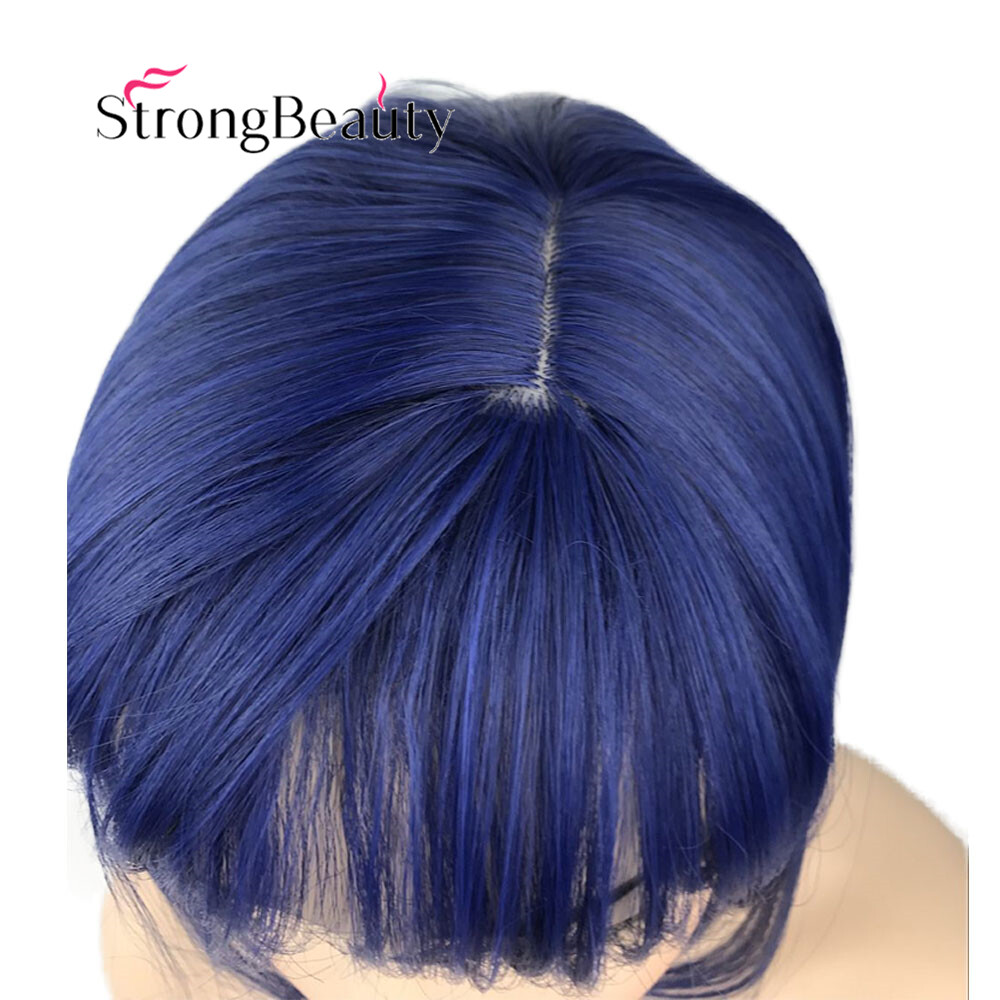 Short Bob Straight Dark Blue Purple Hair Wigs Synthetic Cosplay Wig Heat Ok