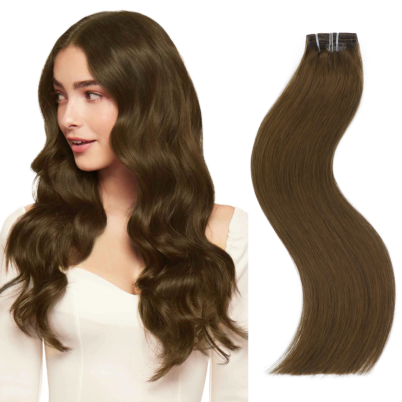 Clip in Hair Extensions Real Human Hair 100% Human Hair 7 Pcs 120g Soft Straight