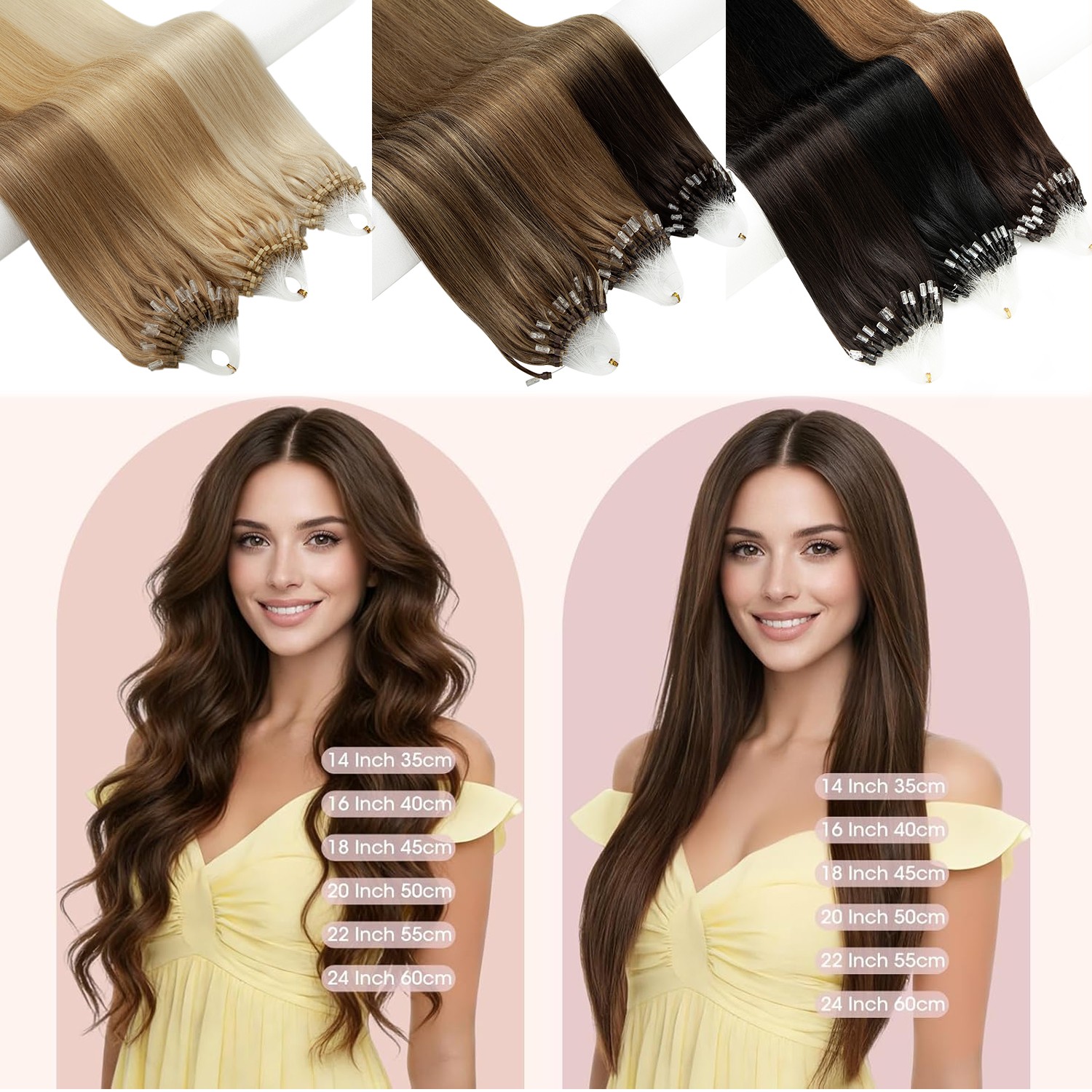 300PCS THICK Micro Loop Real Remy Human Hair Extensions Nano Ring Bead Full Head