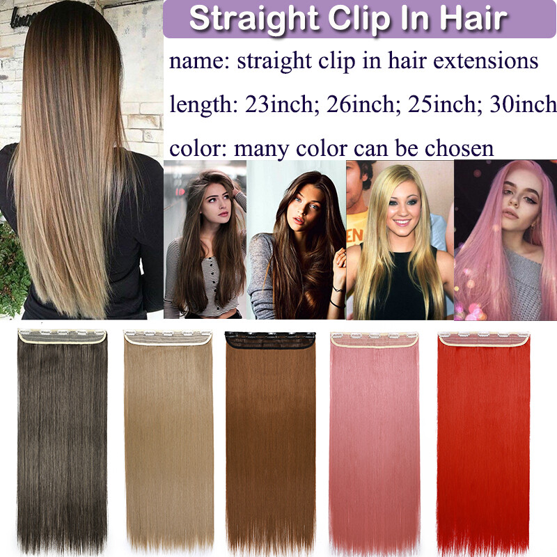 Long Curly Wavy One Piece Clip in Real as Human Hair Extensions Natural THICK US