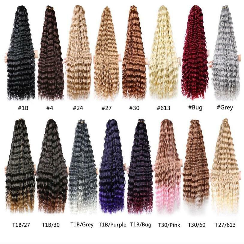 32″ Deep Wave Crochet Hair Braids Afro Curls Ocean Wave Braiding Hair Extensions