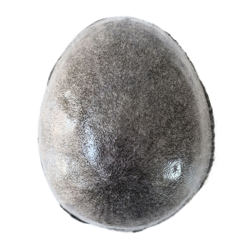 Toupee for Mens Human Hair Replecement System Injection Skin Grey Gent Hairpiece