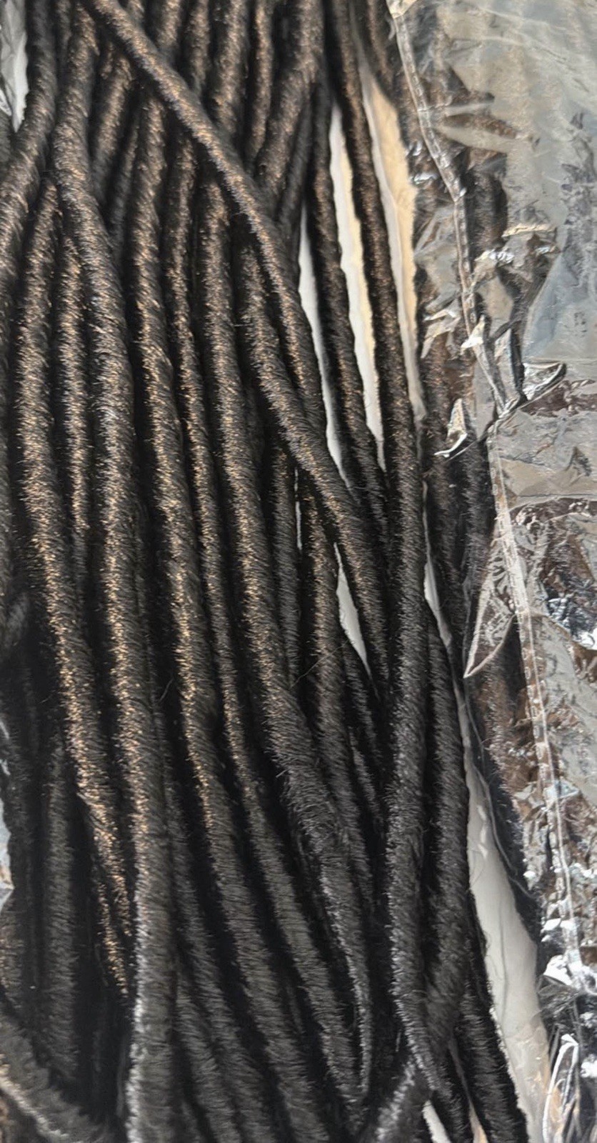 Black Synthetic Pre-Looped Curly Dreadlock Hair Extensions 21-30in for Women