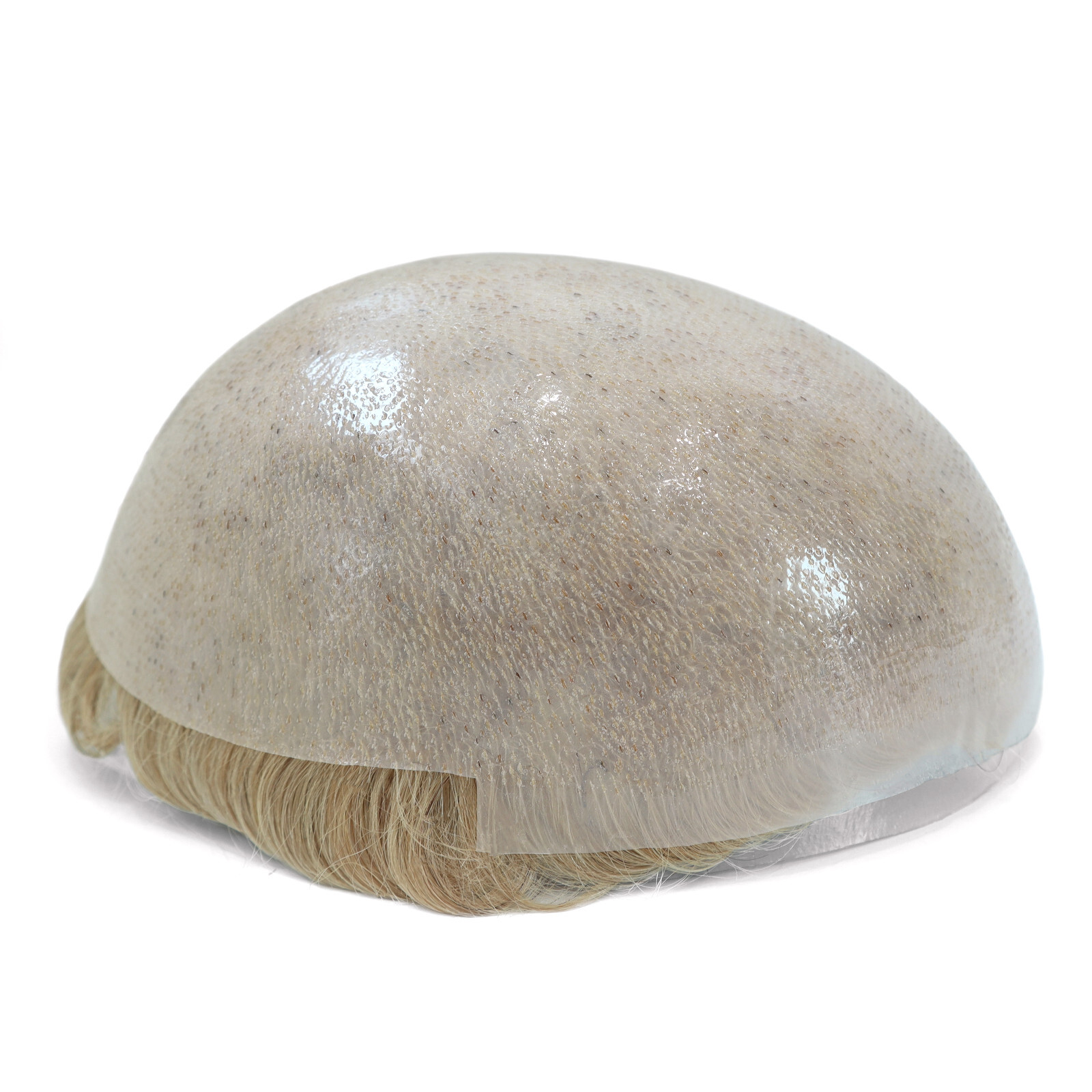 Natural Mens Toupee 0.08mm Thin Skin Human Hair Replacement System Hairpiece#22R