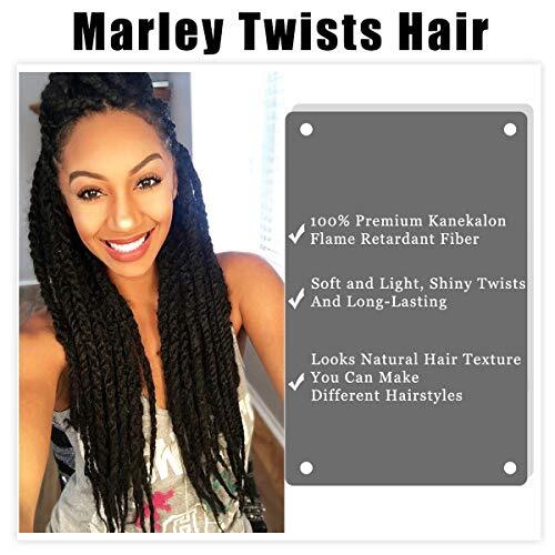 3 Packs Kinky Marley Braiding Hair for Twists 18 Inch 18 Inch (Pack of 3) #1B
