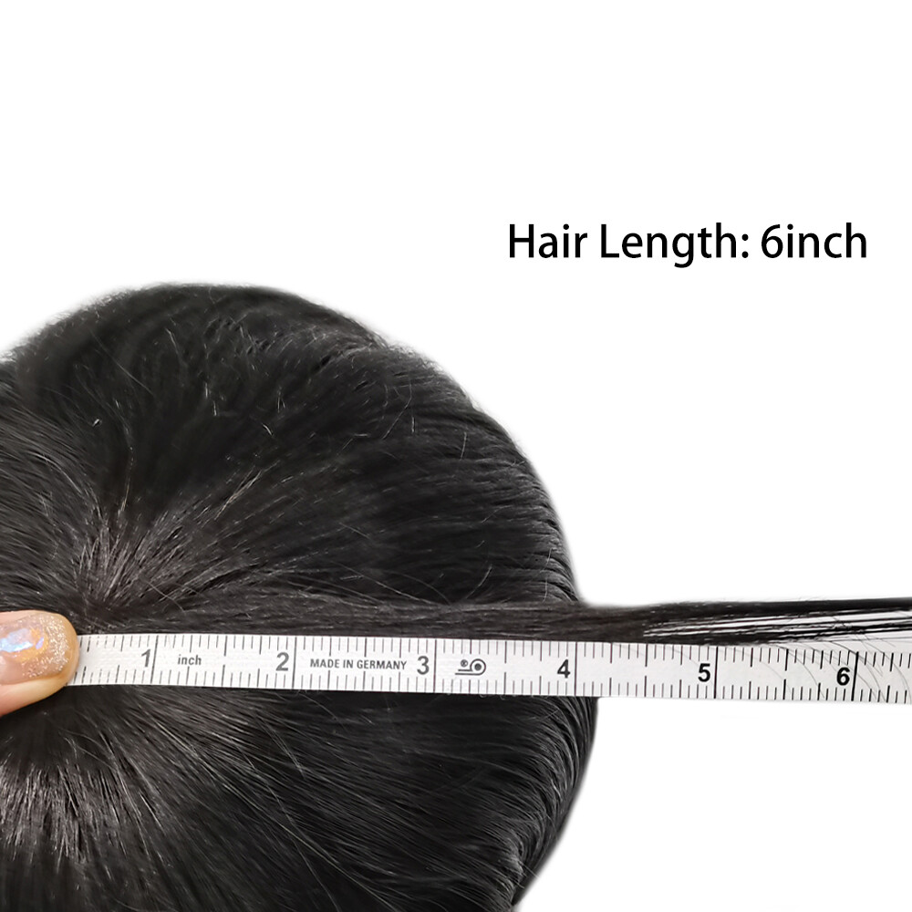 Mens Toupee French Lace Wigs Thin Skin Human Hair Replacement Natural Black F4-1