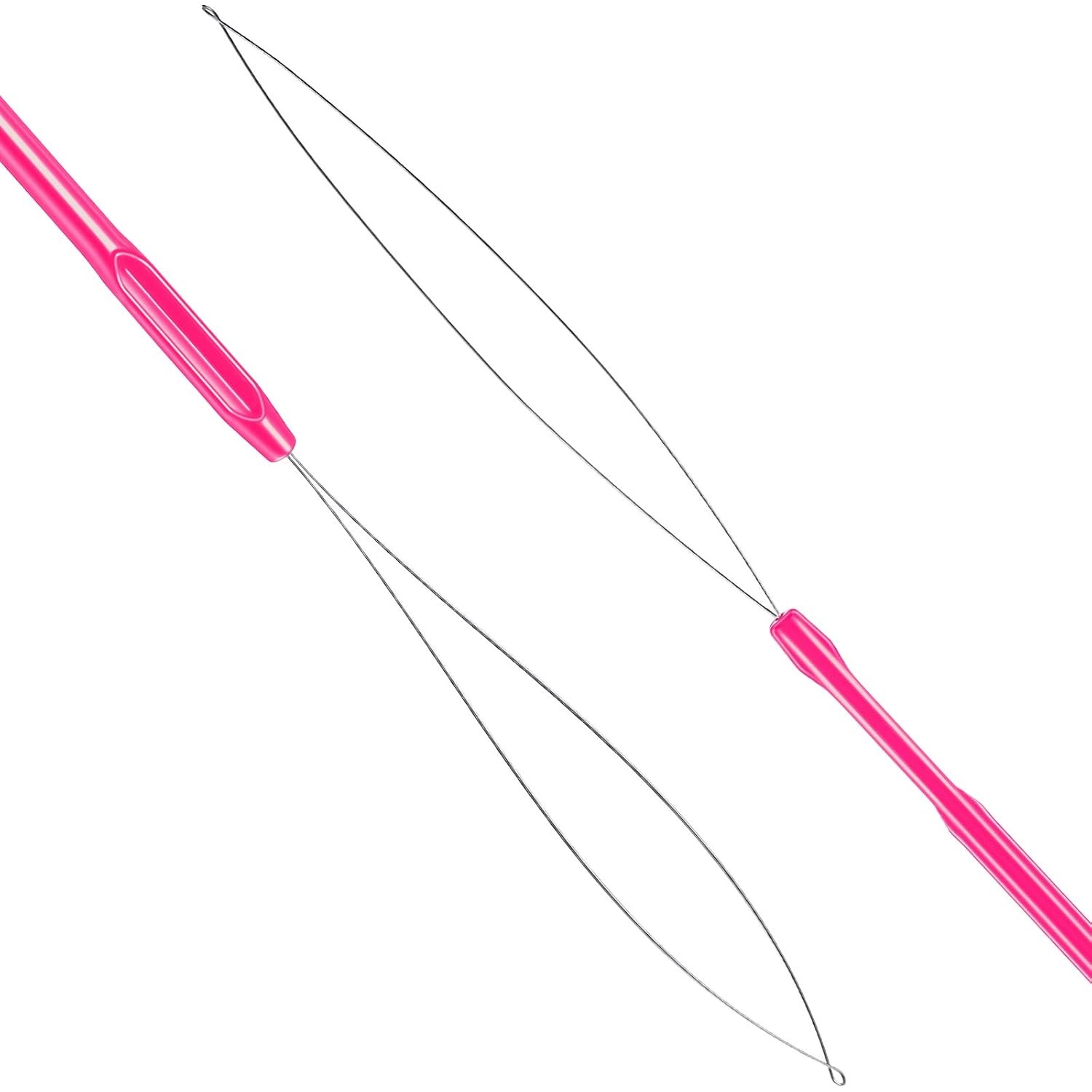 10 Pieces Hair Extension Loop Needle Threader Pulling Hook Tool and Bead