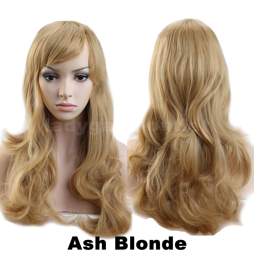 Fashion Hair Wig With Bangs Long Curly Straight Wavy Full Wig Women Natural Wigs