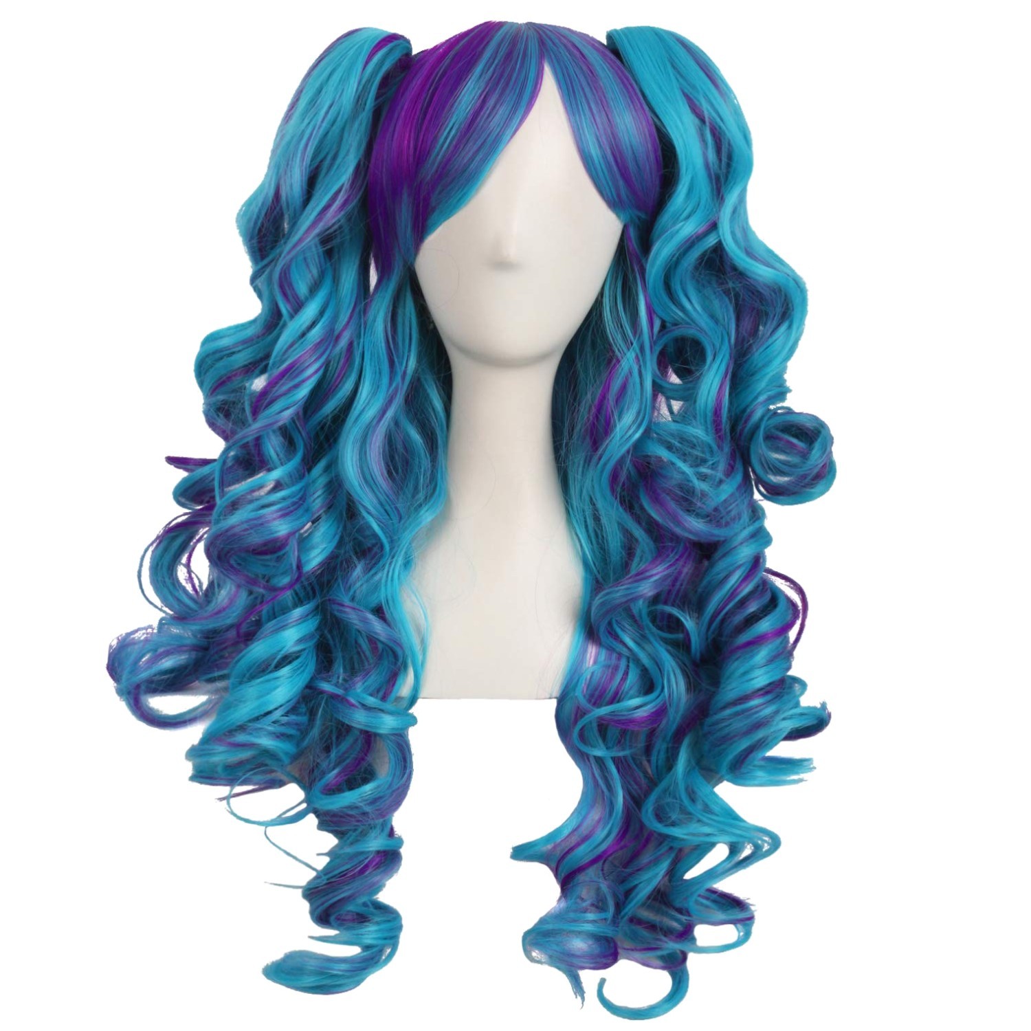High Temperature Fiber Lolita Cosplay Wig Dark Purple/Cyan