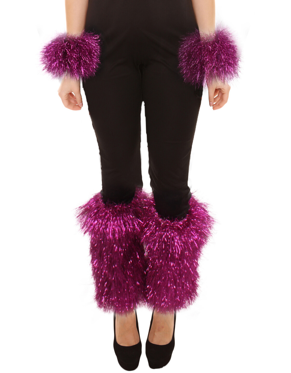 Adult Unisex Party Multicolor Tinsel Leg Warmer and Cuffs Set, HA-020+HA-021