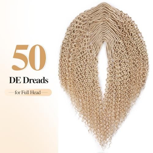 Double Ended Platinum Blonde Curly Dreadlock Extensions – 50 Strands Wavy Croche