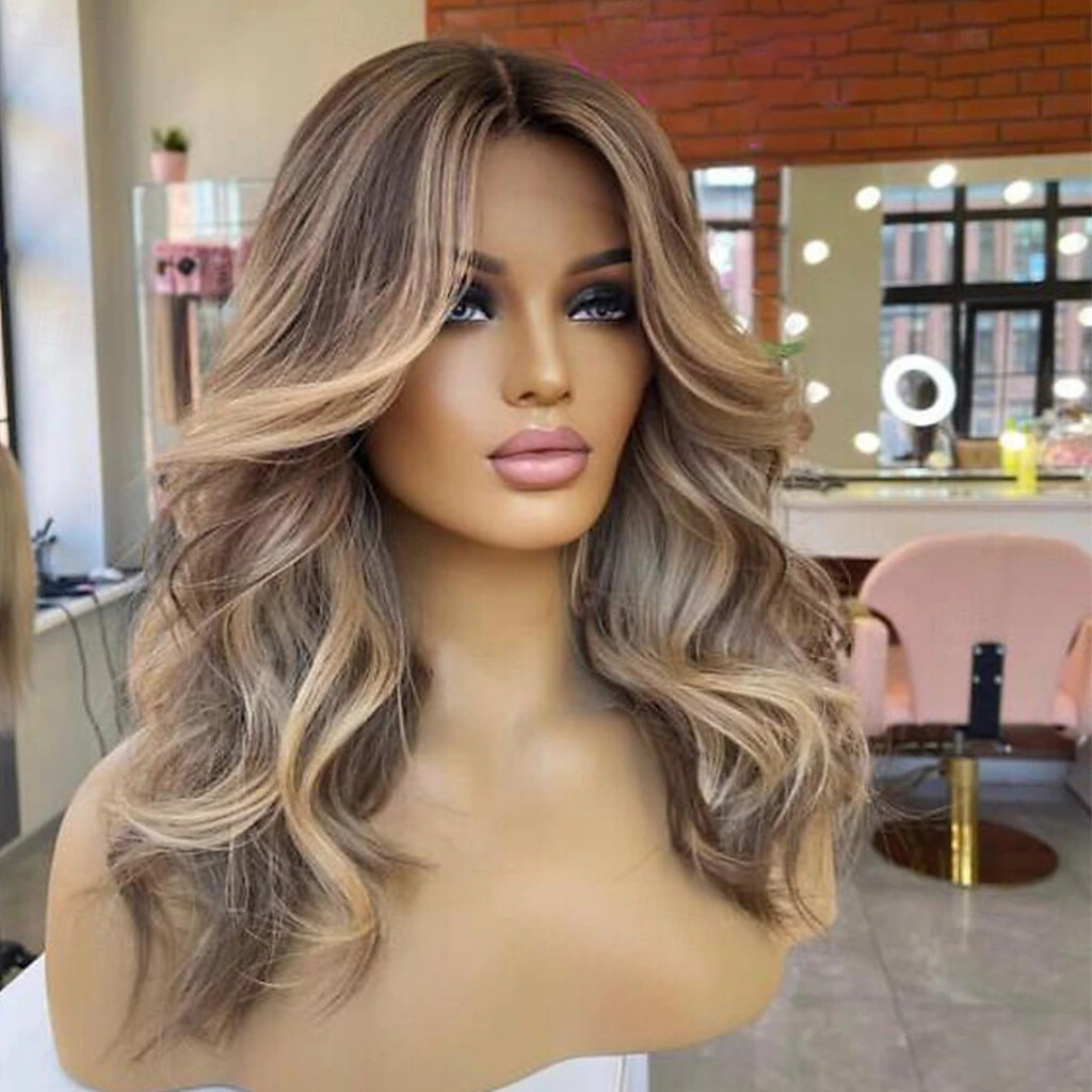 Balayage Ash Dirty Blonde Remy Human Hair 13×4 Lace Front Wig Brazilian Hair 16″