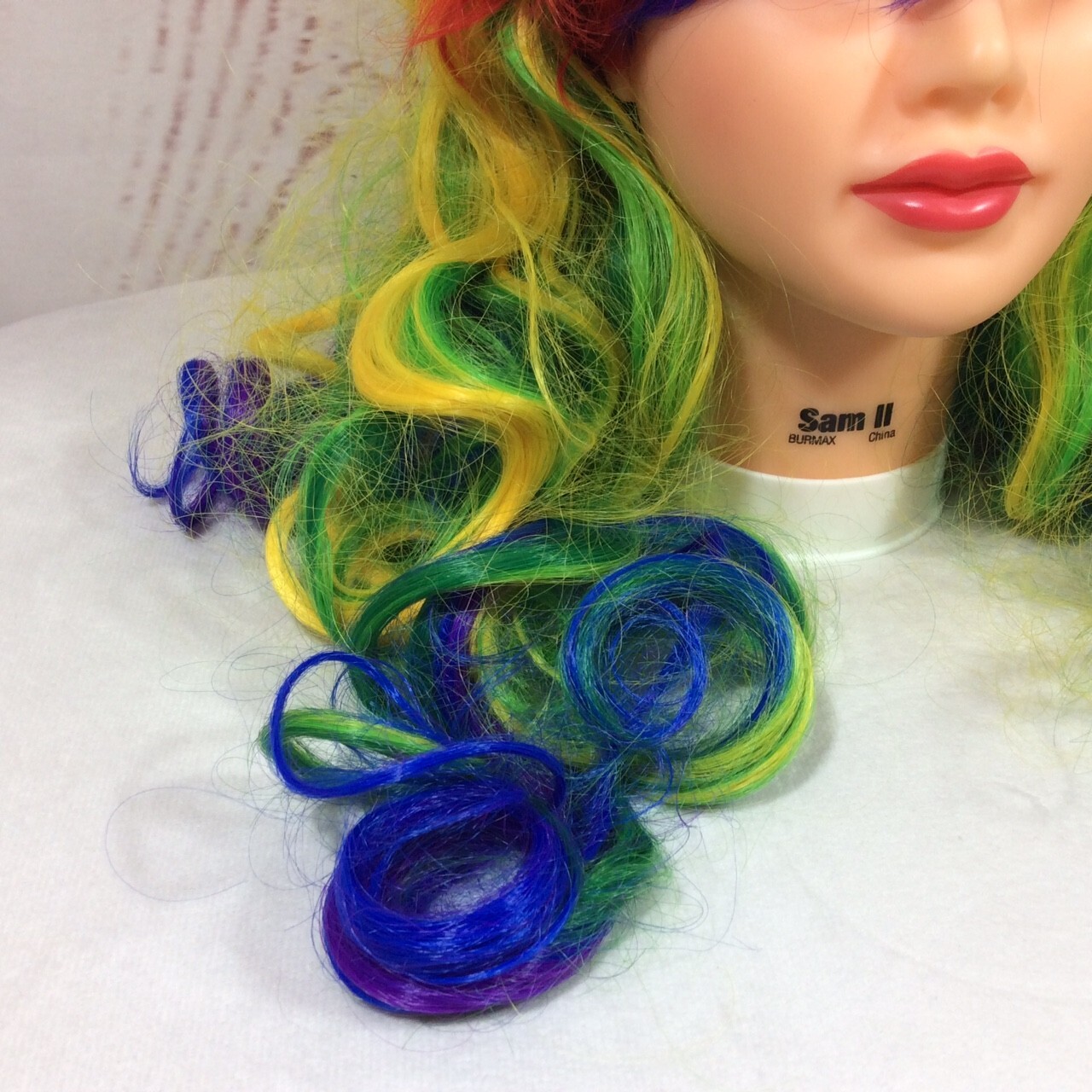 Rainbow Colorful Hair Wig 80s Rave Party Halloween Costume Cosplay Club Pride