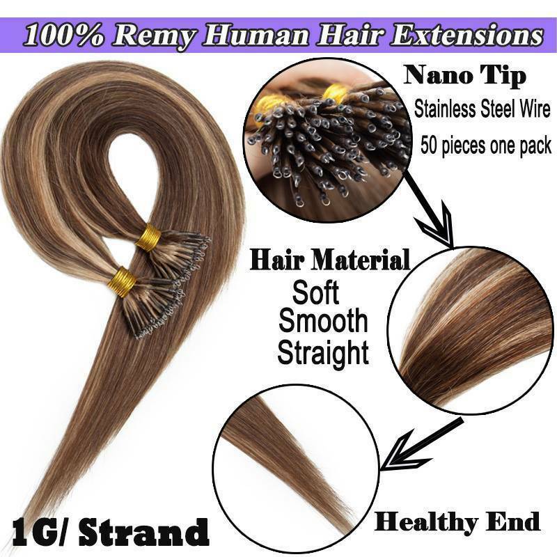 Double Drawn Nano Ring Hair Extensions Micro Nano Beads Tip Remy Real Human Hair