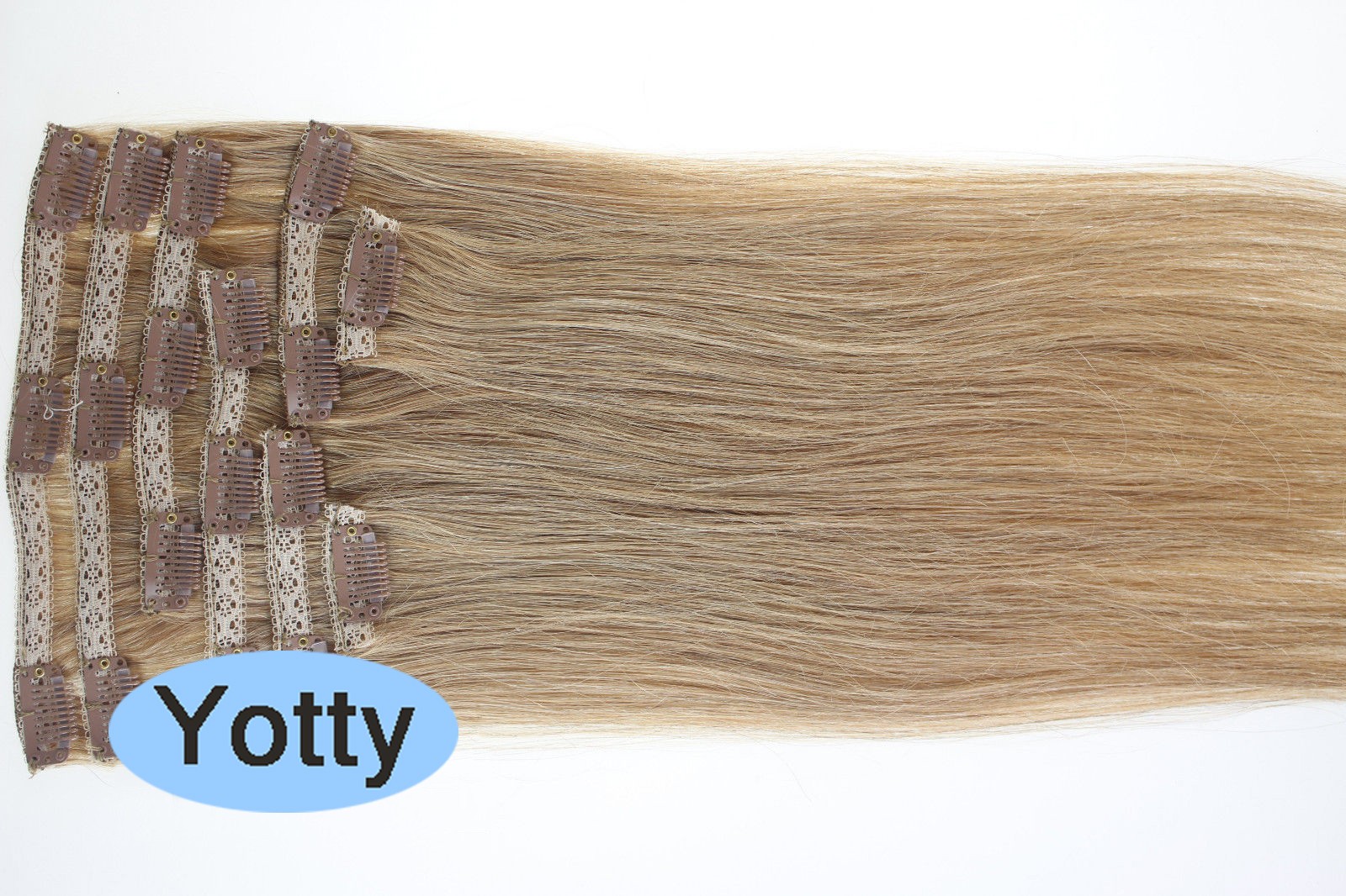 Clip in Remy Human Hair Extensions Double Weft Thick Hair Caramel Blonde24in120g