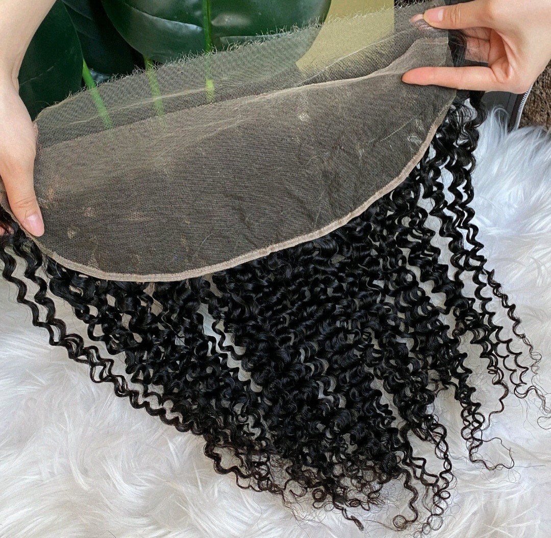 18INCH BRAZILIAN HD THIN LACE FRONTAL 13X4 EAR TO EAR DEEP CURLS COLOUR 1B# 90g