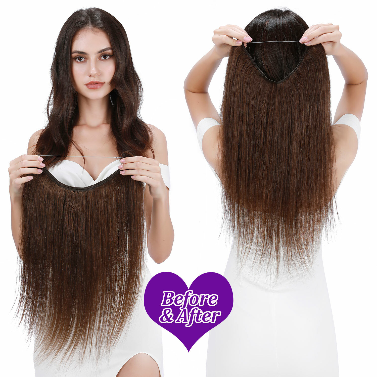 Thick 7A+ Hidden Wire In 100% Real Remy Human Hair Extensions One Piece #BLONDE