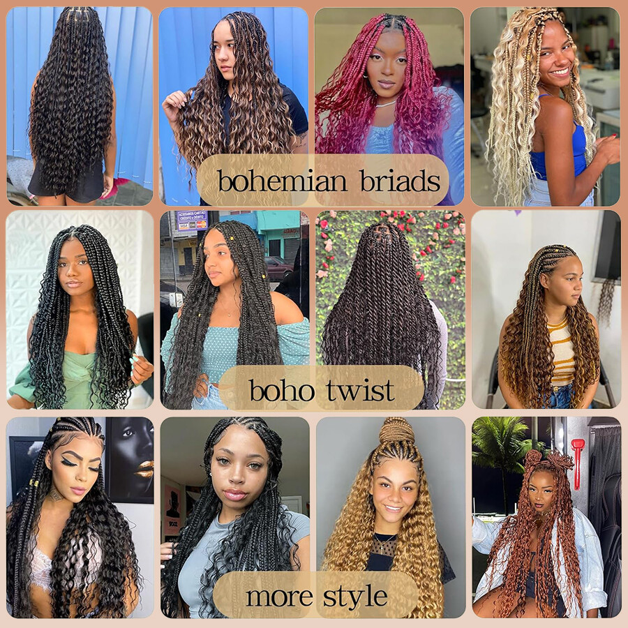 Deep Wave Bulk Braid 8/14/28″ Locs Boho Weave Braiding Curly Braids Extensions