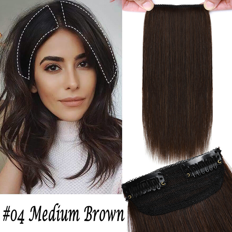 Thick Hair Pad Clip In Topper Base Remy Human Hair Extensions Short Hairpiece US