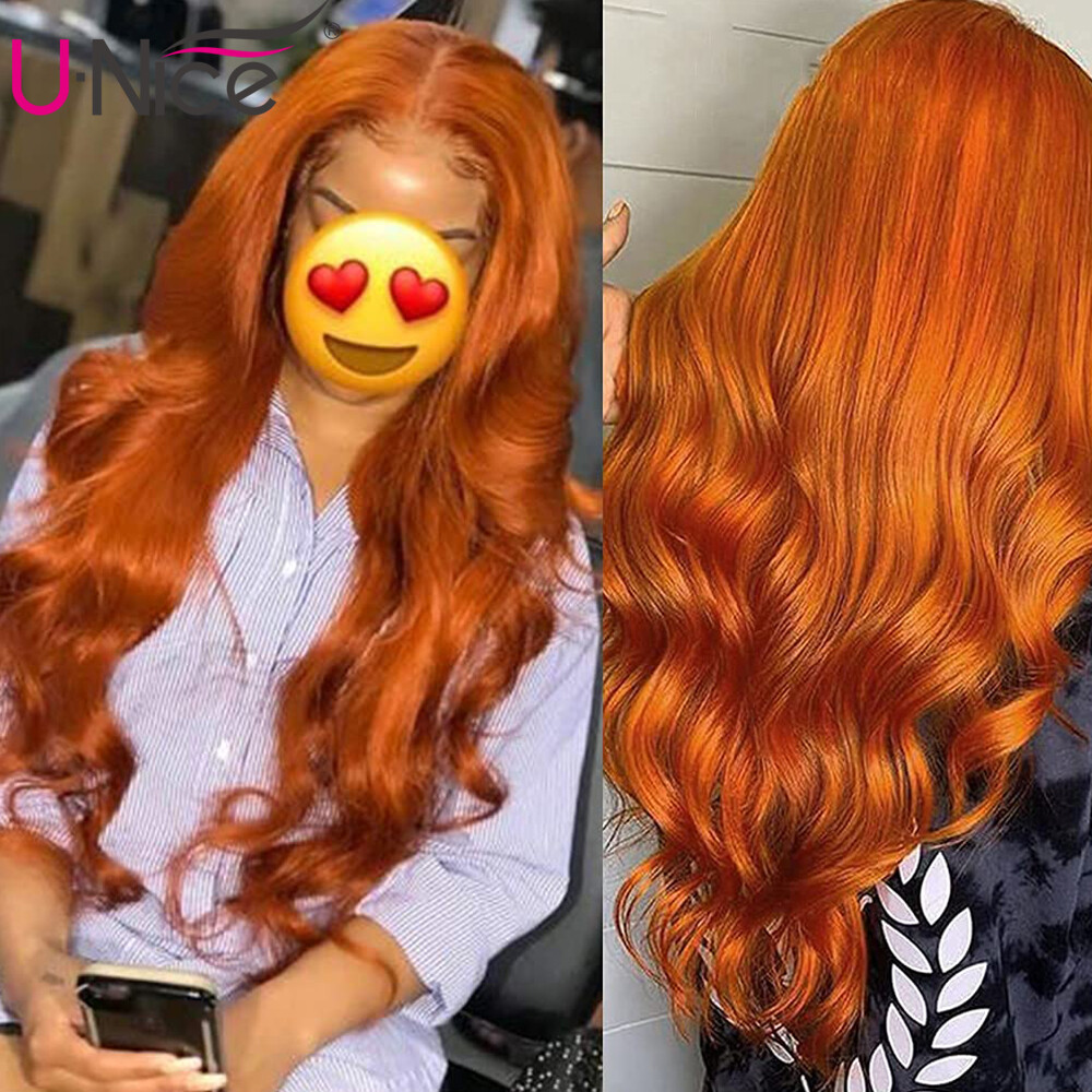 Peruvian Body Wave Human Hair Wig Silk Base Lace Closure Wigs Ginger Orange Full