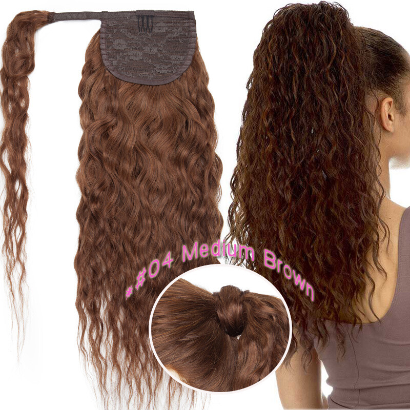 Russian CORN WAVE Clip In Remy Human Hair Extensions Wavy Curly Wrap One Piece F