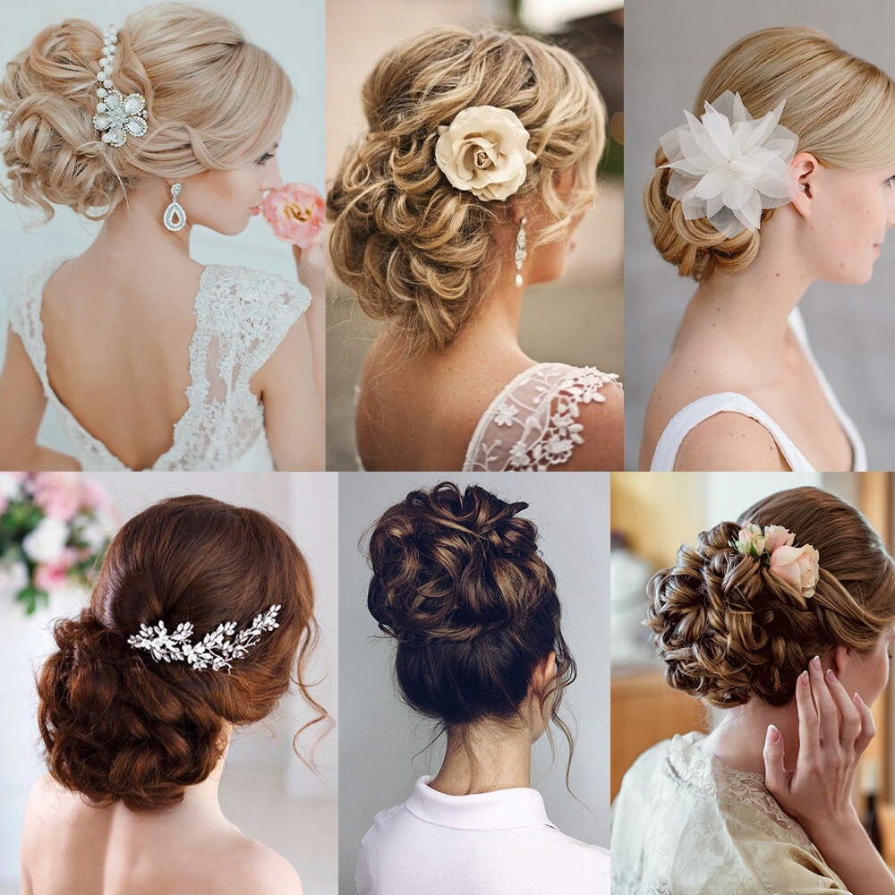 Wedding Short Curly Bun Hair Piece Comb Clip In Chignon Hair Extensions Woman US