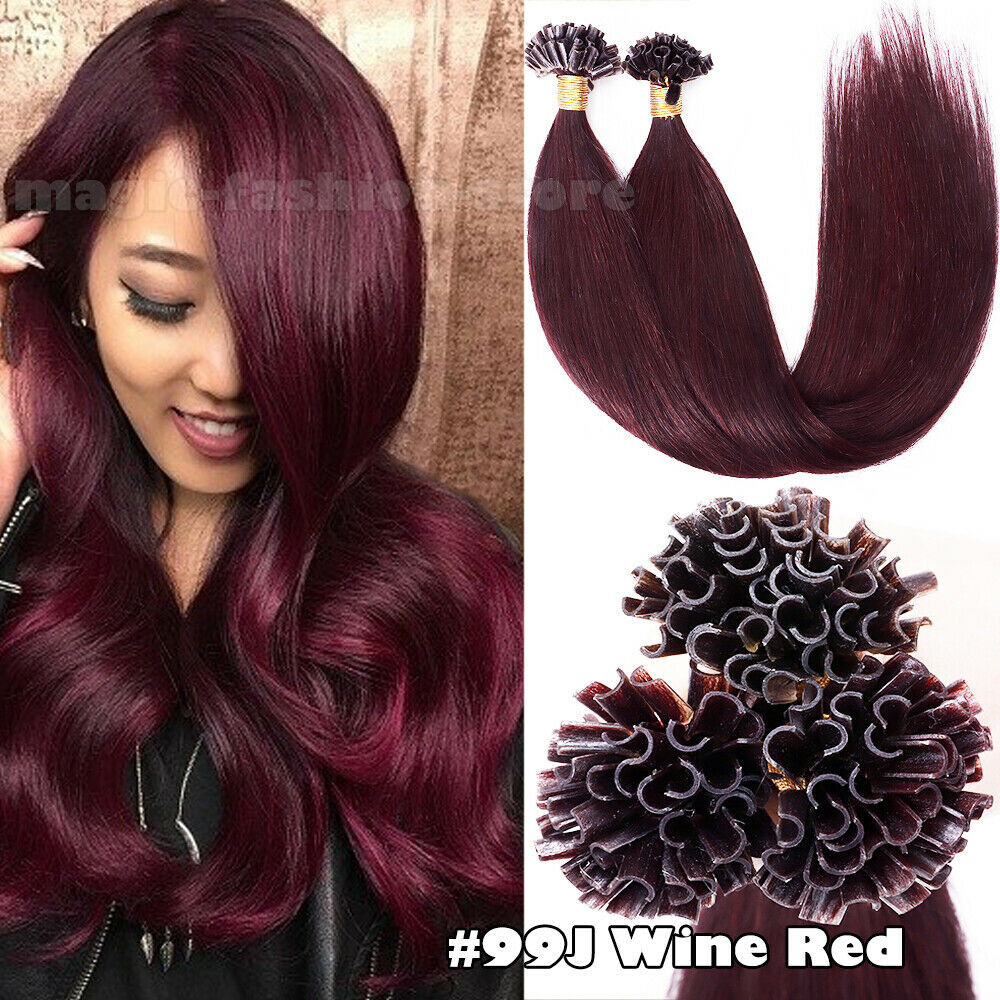 Pre Bonded U Tip Real Human Hair Extensions Keratin Fusion Nail Tip Remy Hair 1g