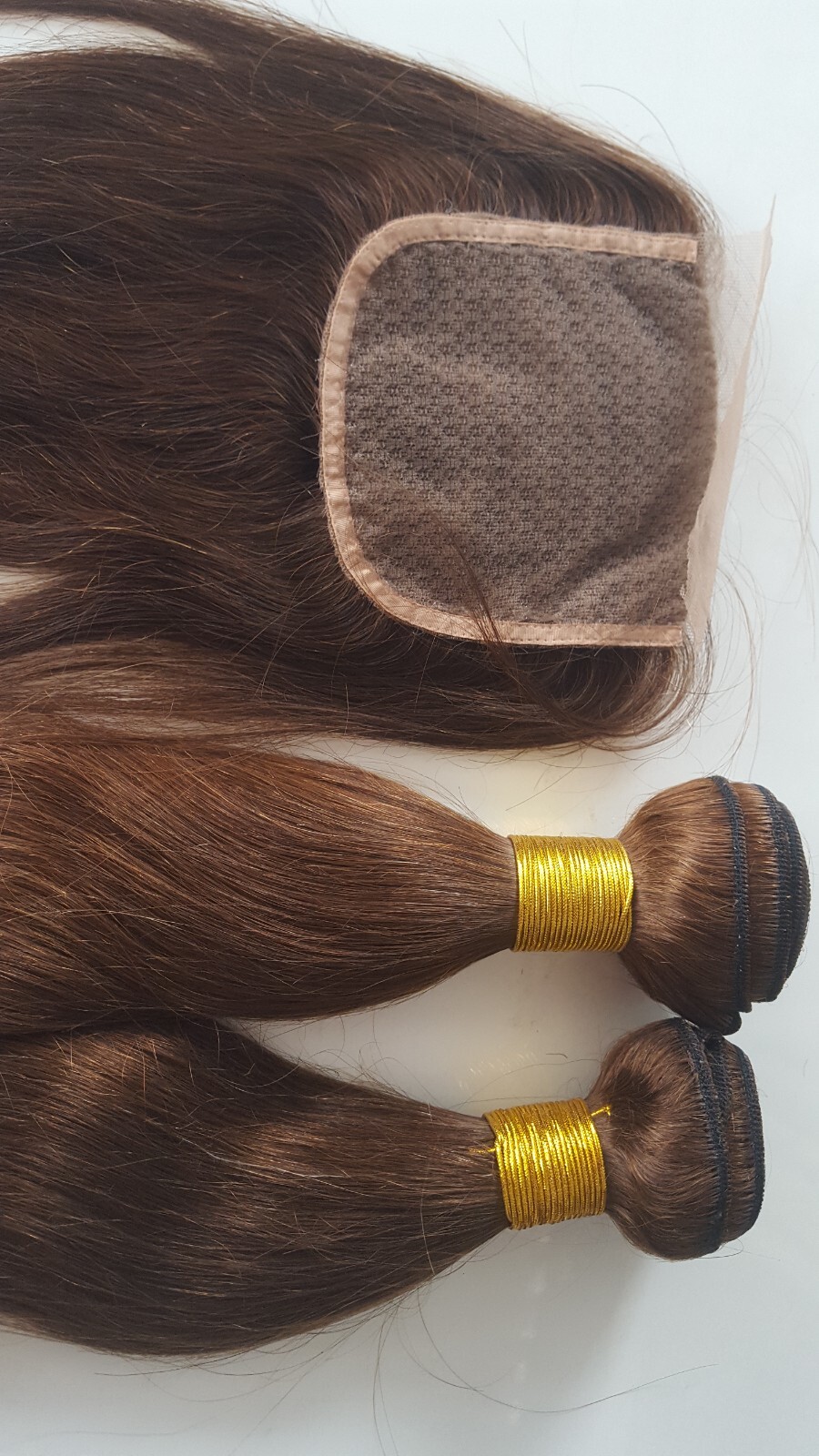 12A BRAZILIAN VIRGIN HAIR CHESTNUT BROWN COLOUR 4# STRAIGHT 10+12&10INCH CLOSURE