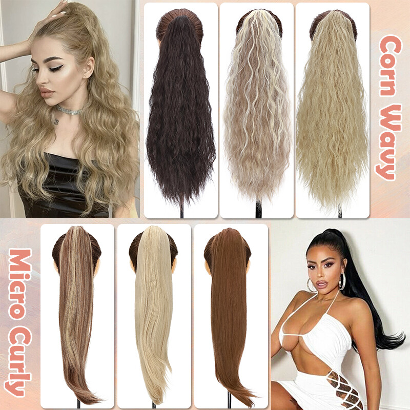 Long Claw On Clip Ponytail Real As Human Natural Wavy Pony Tail Hair Extension