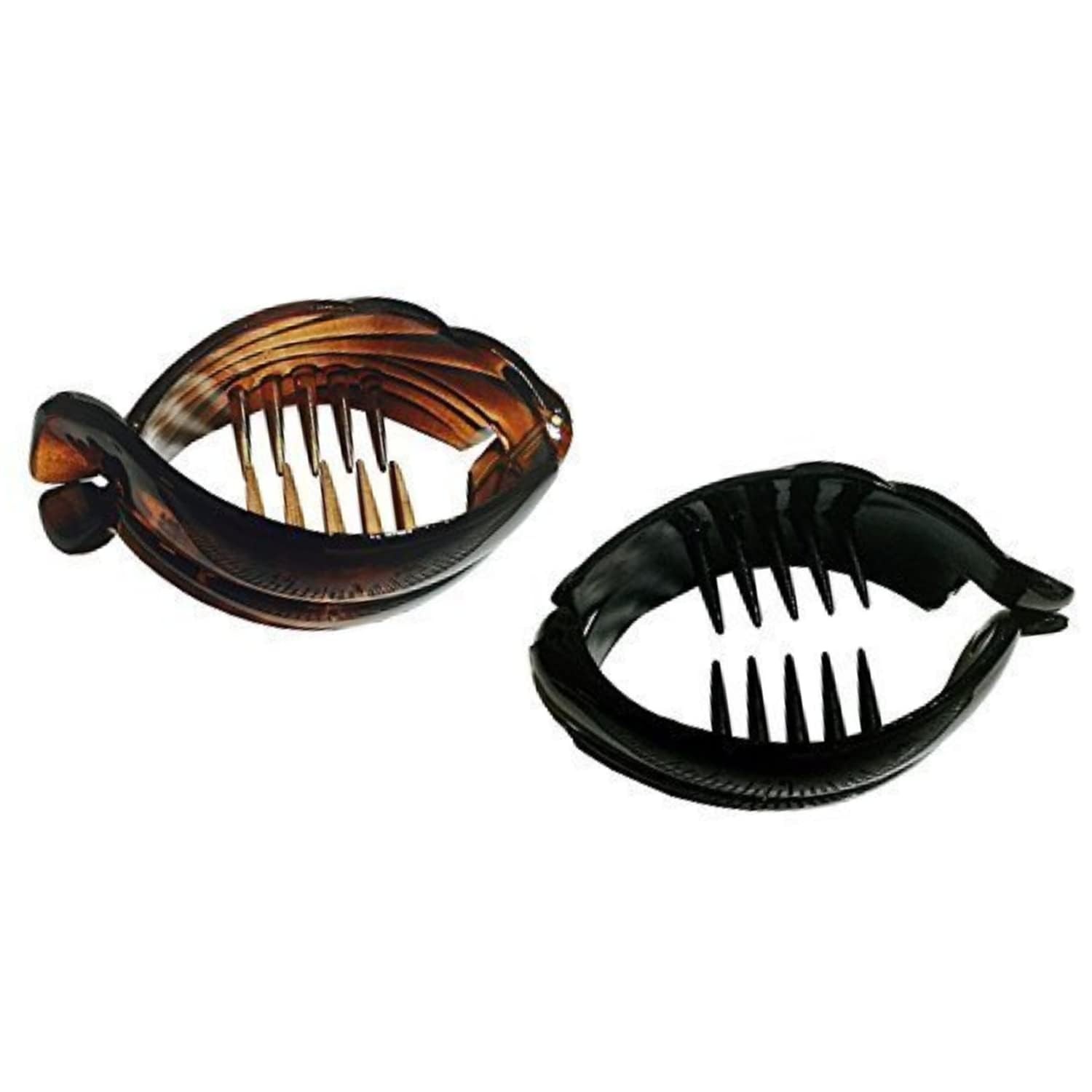 Parcelona French Snapper Medium 1 Count (Pack of 2), Black N Brown 2 1/4″