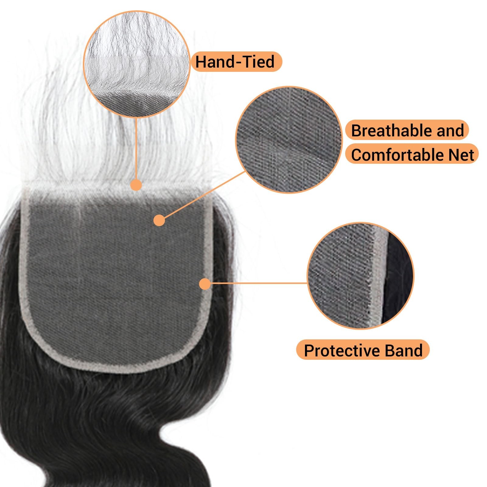 Mootaful 5X5 Transparent Hd Lace Closure Human Hair Body Wave 14 Inch Virgin