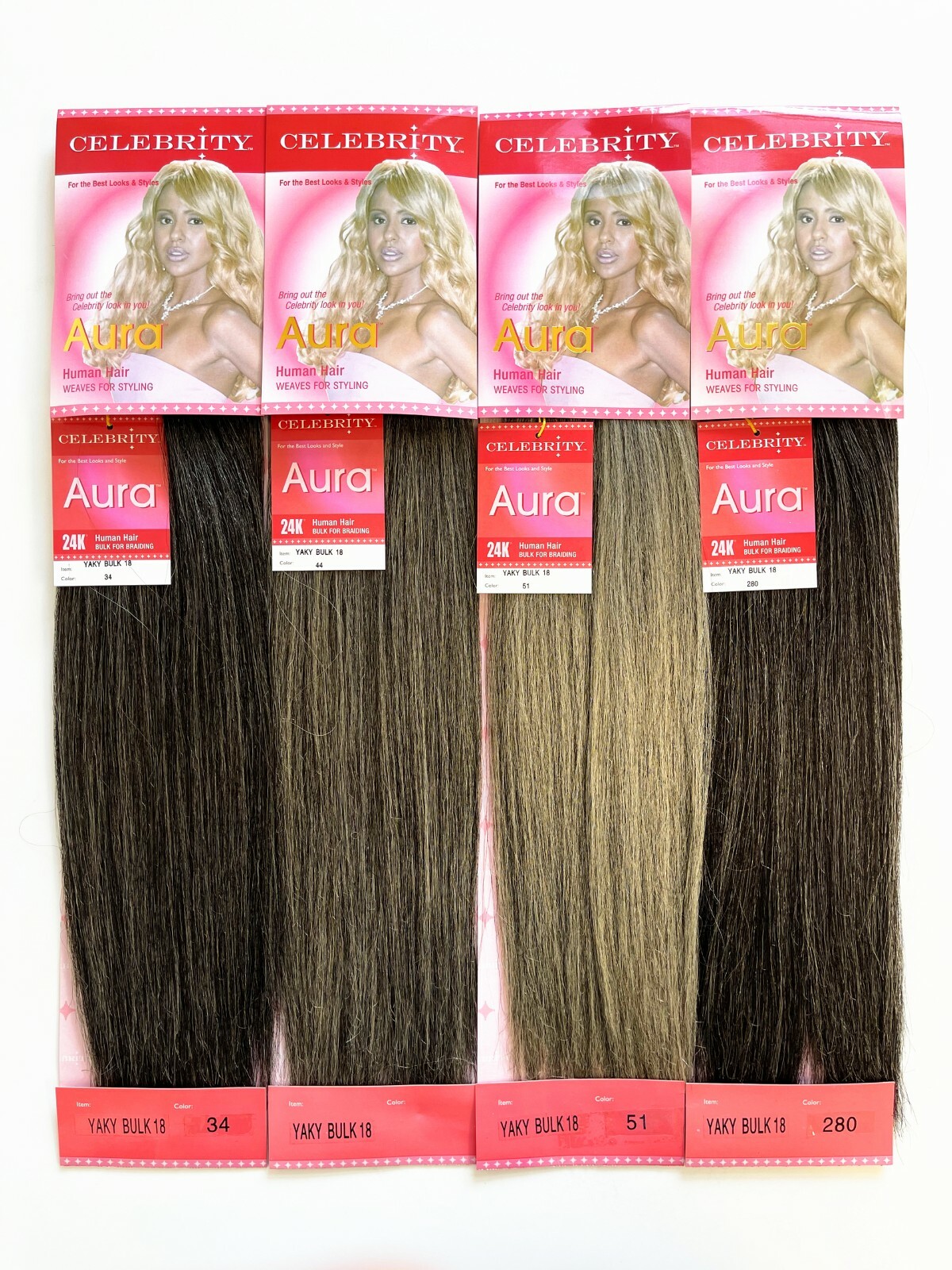 Blended Human Hair Yaki Bulk Straight for Braiding 16-20”(32 Colors)