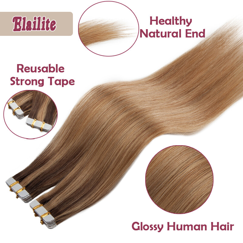 150G Tape In Remy Skin Weft 100% Human Hair Extensions Invisible THICK Balayage