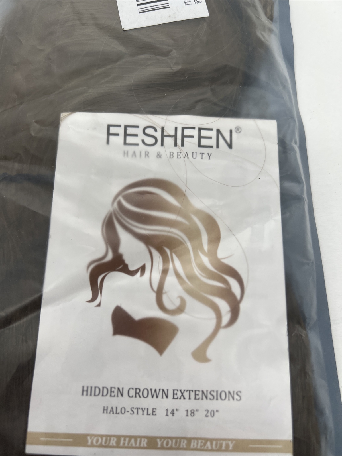 Feshfen Hair Extensions, Light Brown Halo Style 18 inches M01 10T22 Hidden Crown