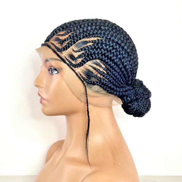 Black Bun Braided Wig. Full Lace with Baby Hair