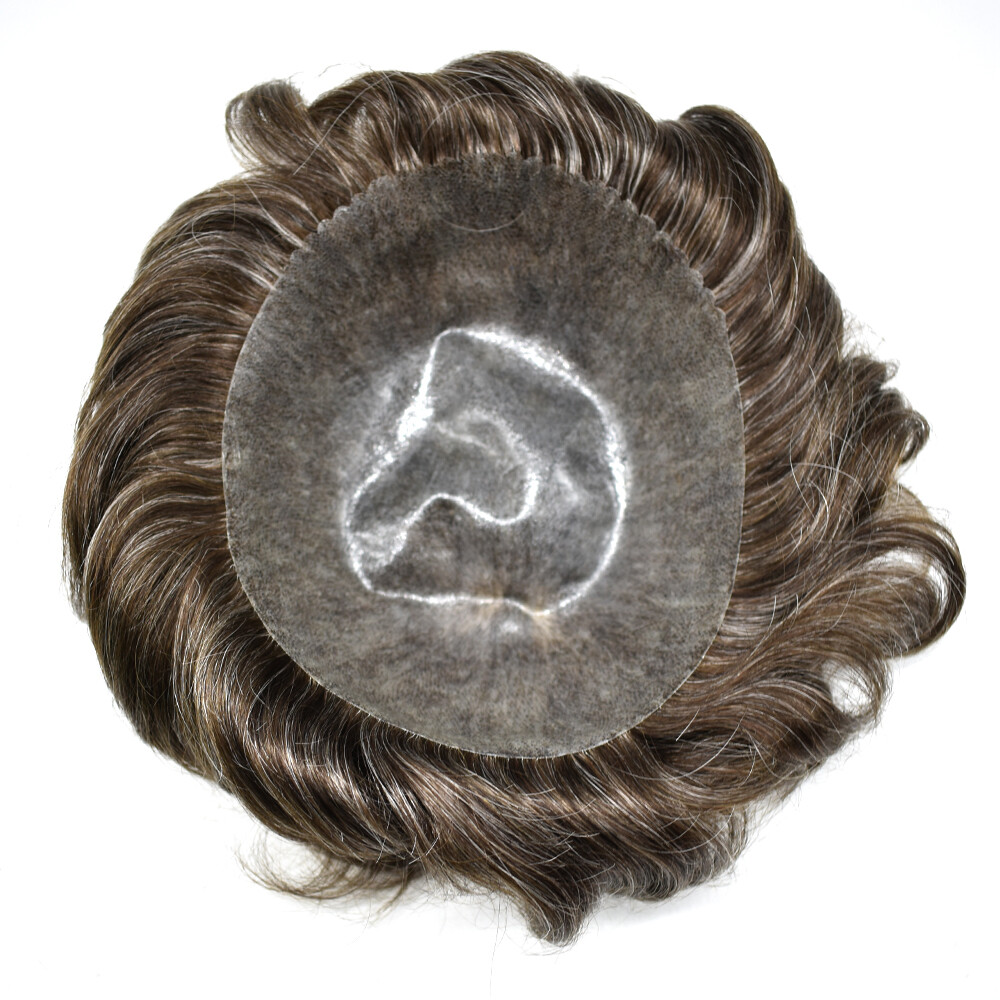 Mens Toupee Human Hair System Replacement Unit Injection Skin Pu Hairpieces Wigs