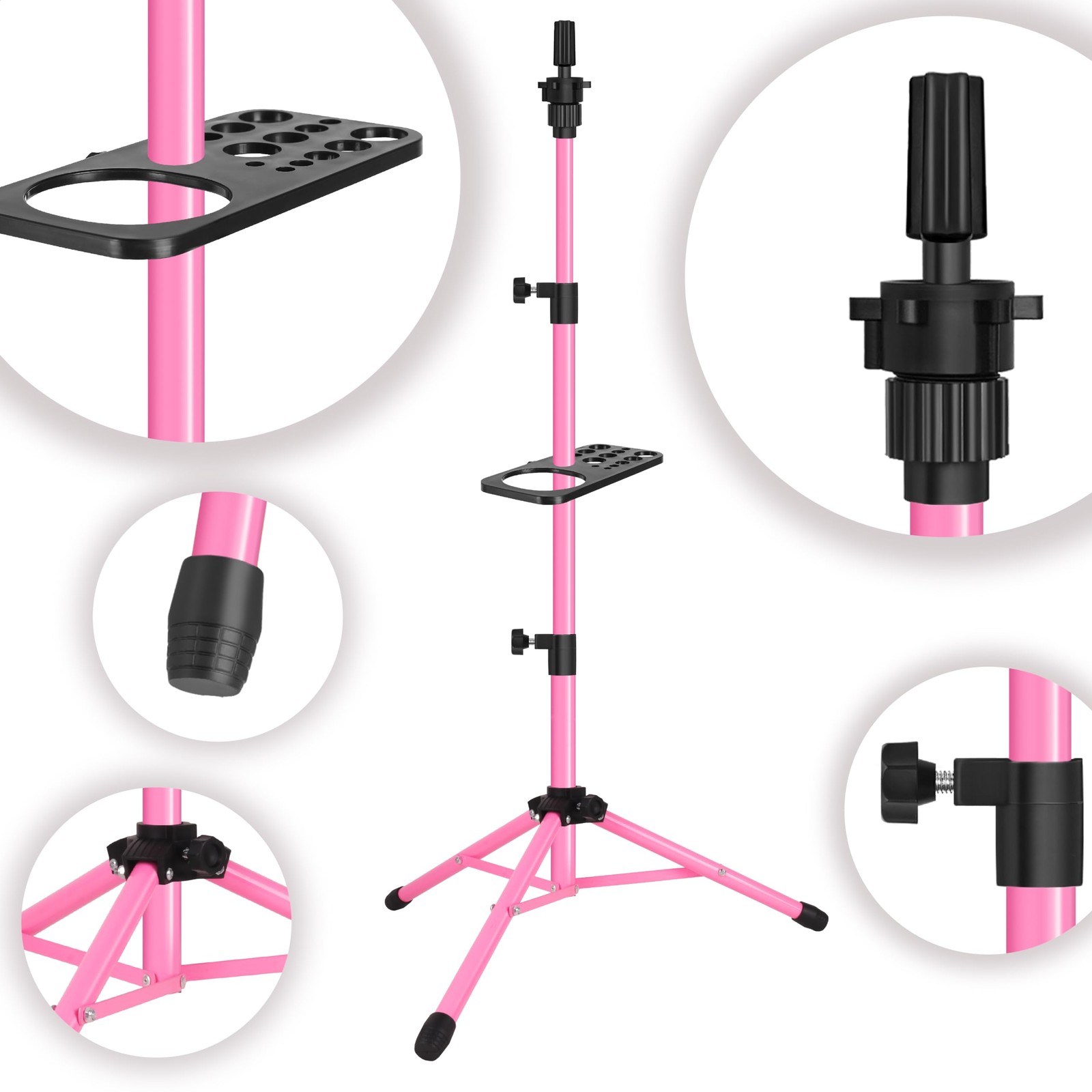 ZQIAN BEAUTY Wig Stand Tripod 50 Inch Metal Mannequin Head Pink