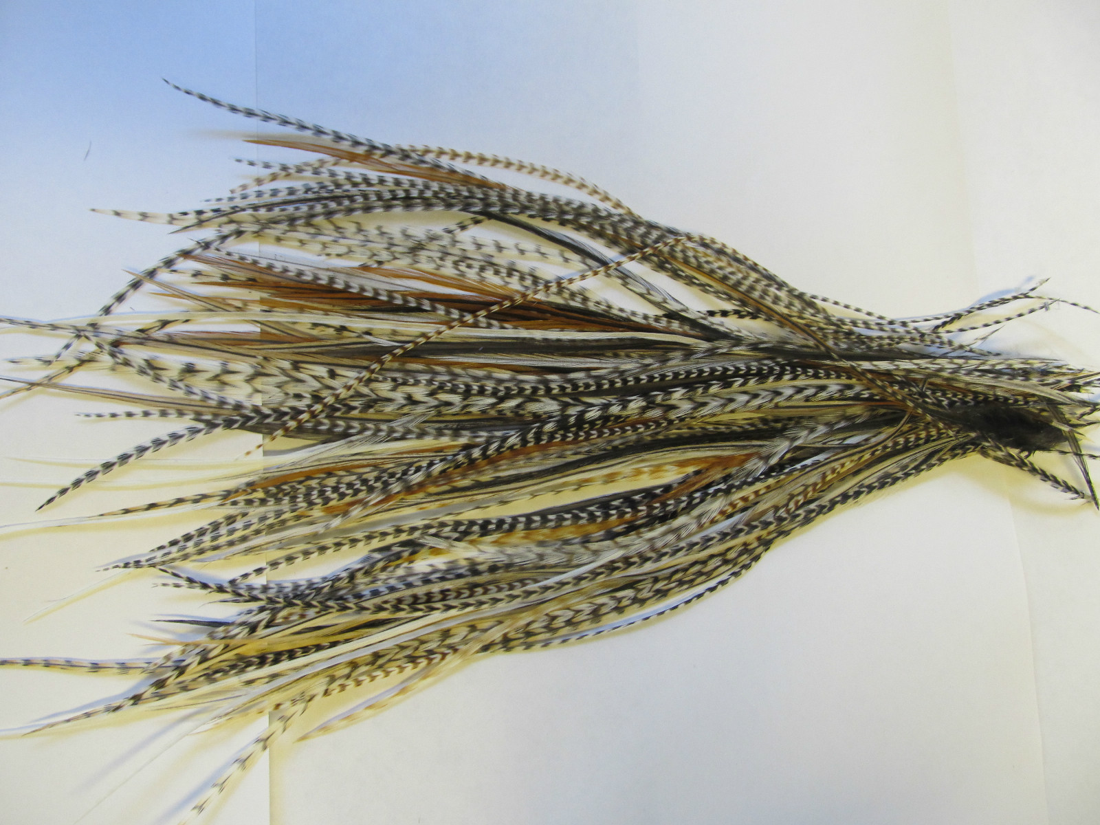 100 6 – 9″ NAT MIX WHITING GRIZZLY ROOSTER SADDLE FEATHERS FOR HAIR EXTENSIONS