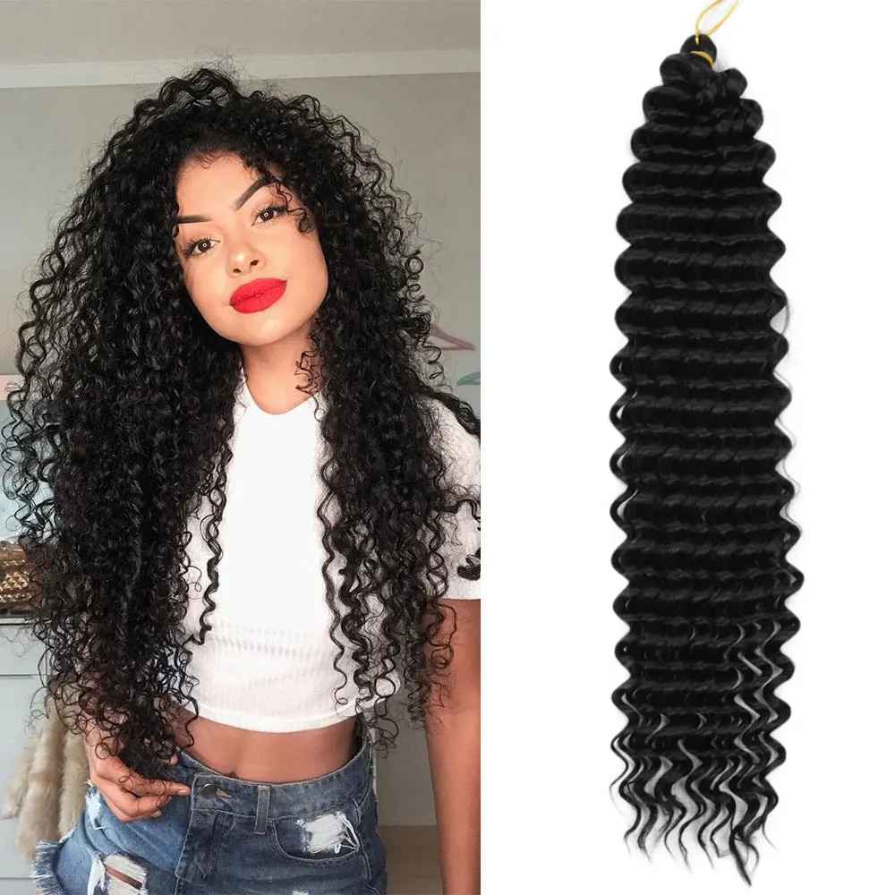 Women’s 22 Inch Soft Ombre Deep Twist Synthetic Crochet Braiding Hair Extensions