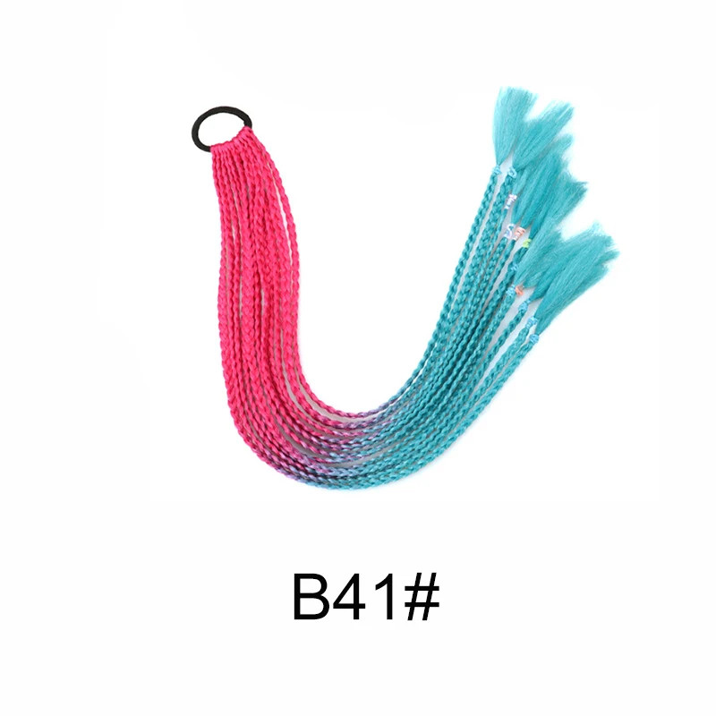 Gradient Colored Braided Ponytail Extension Elastic Rubber Band for Women Girls