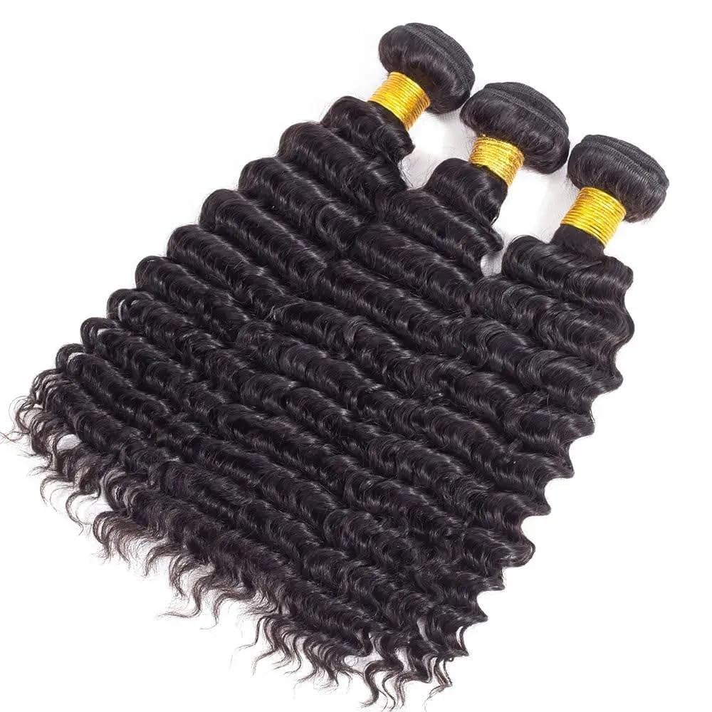 Loose Wave Deep Wave Bundles Human Hair Natural Black Color 14 14 14 Inch Brazil