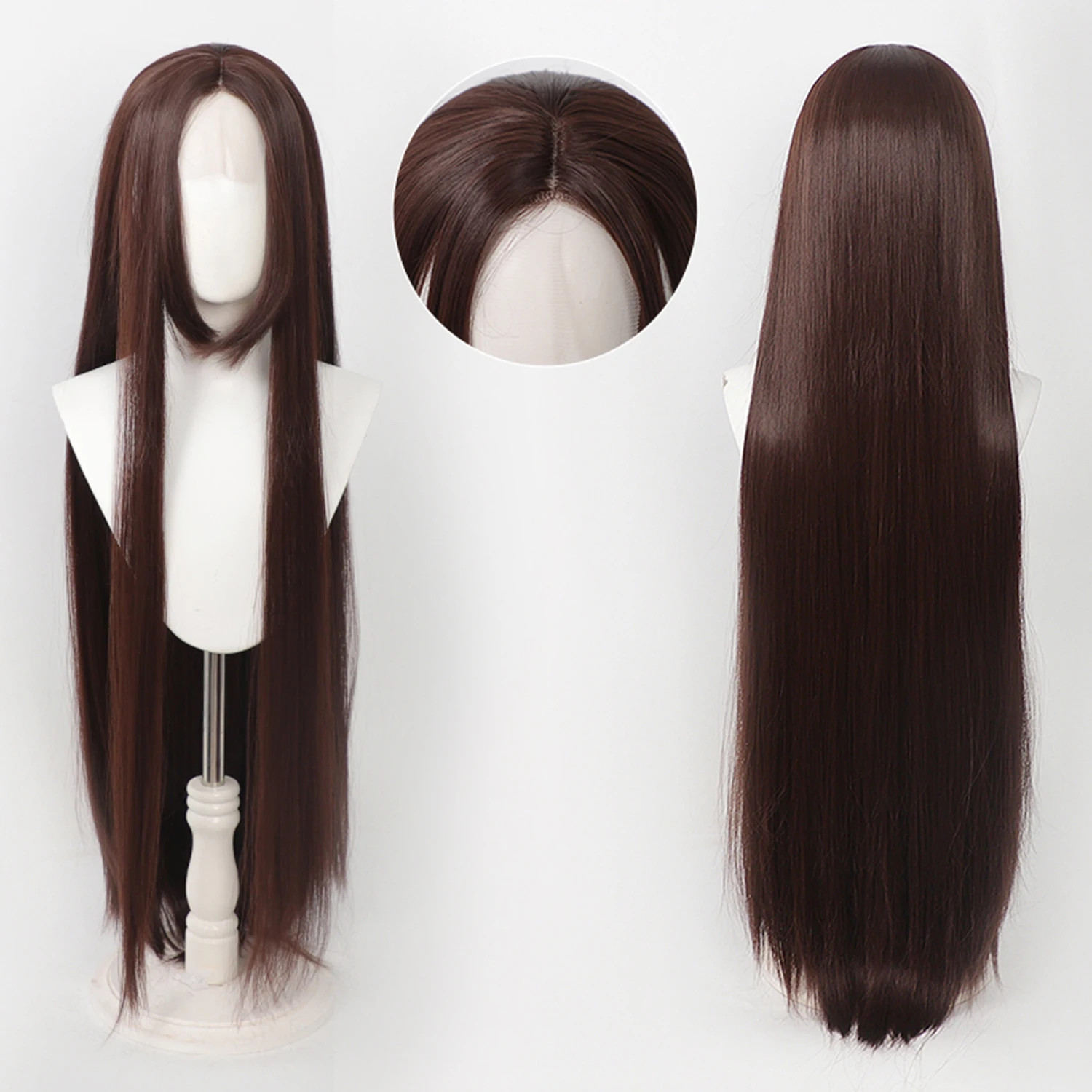 100Cm Long Straight Universal Hand Hooked Lace Front Wig Synthetic Hair Wig for