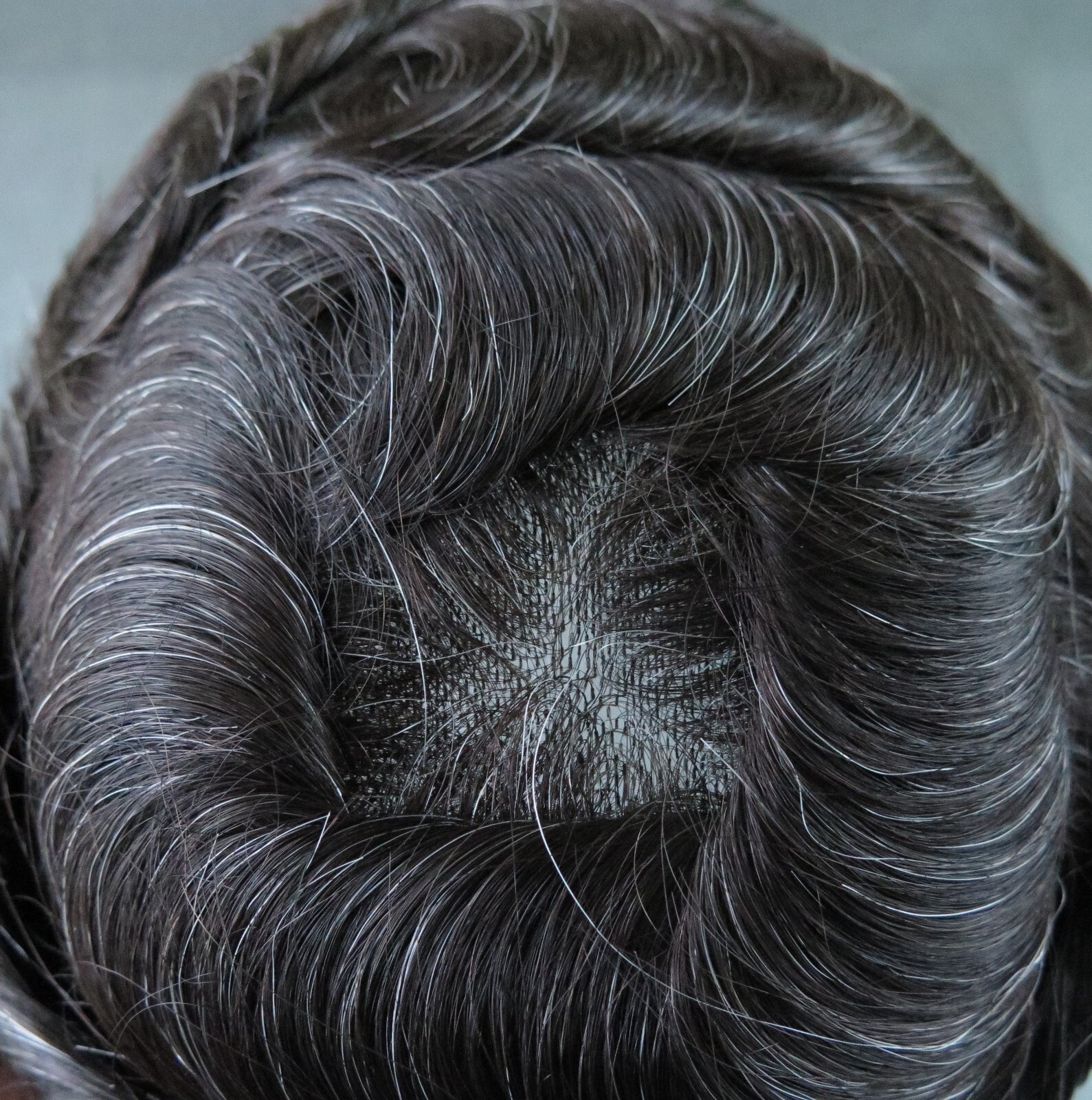 Toupee Mens Human Hair Skin Replacement System Gent Hairpieces OS BIO Black Grey