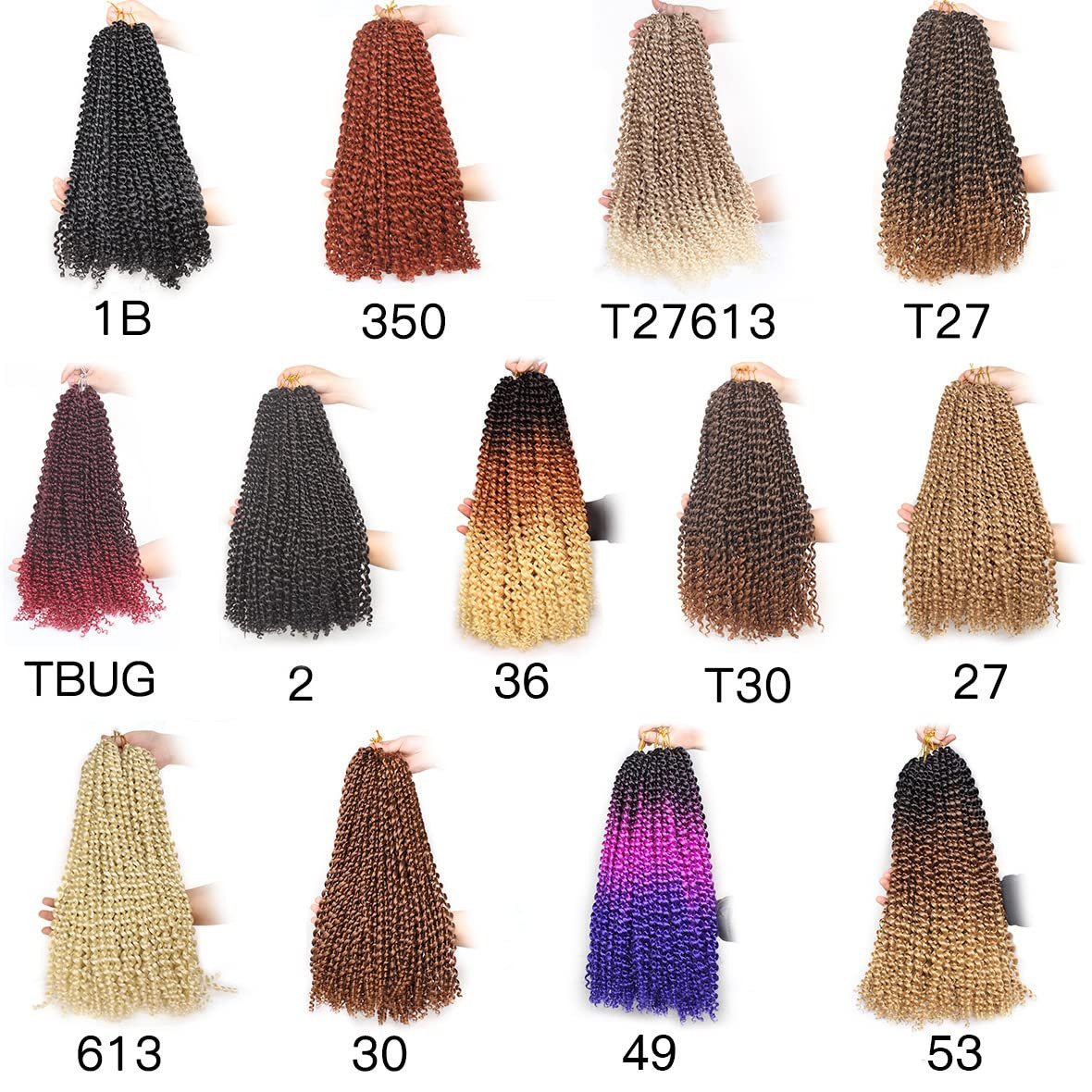 18 Inch Passion Twist Crochet Hair 126 Strands Natural Black Water Wave Crochet